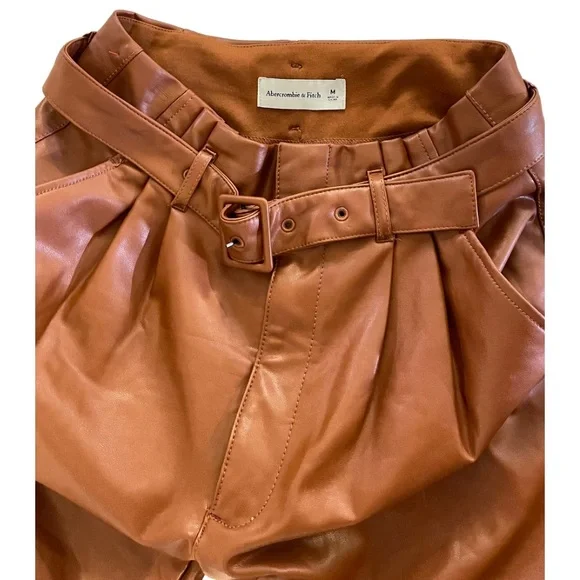 Abercrombie & Fitch brown vegan Leather Pants - Picture 7 of 11